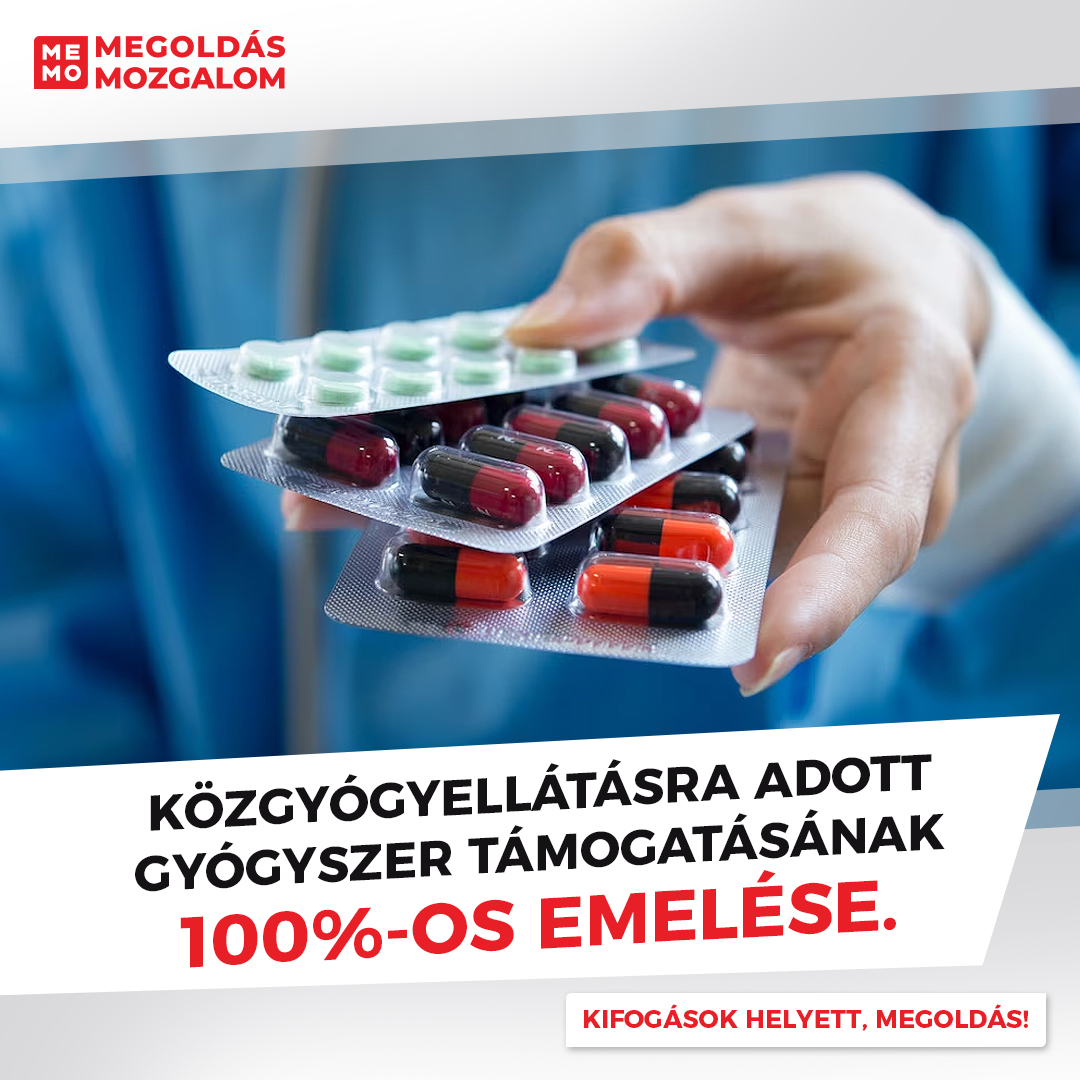 Közgyógyellátásra adott gyógyszer támogatásának 100%-os emelése.